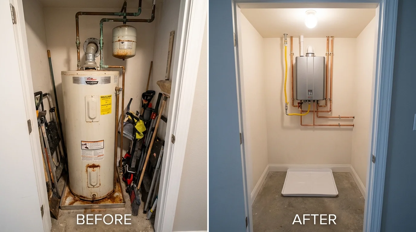 Tank water heater versus wall-mounted tankless unit comparison for Century, FL homeowners