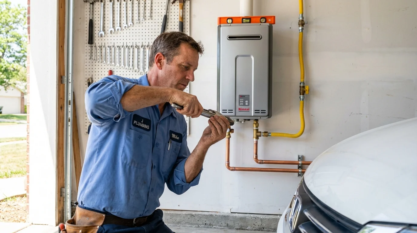 Tankless water heater installation by a Johns Plumbing LLC plumber in Century